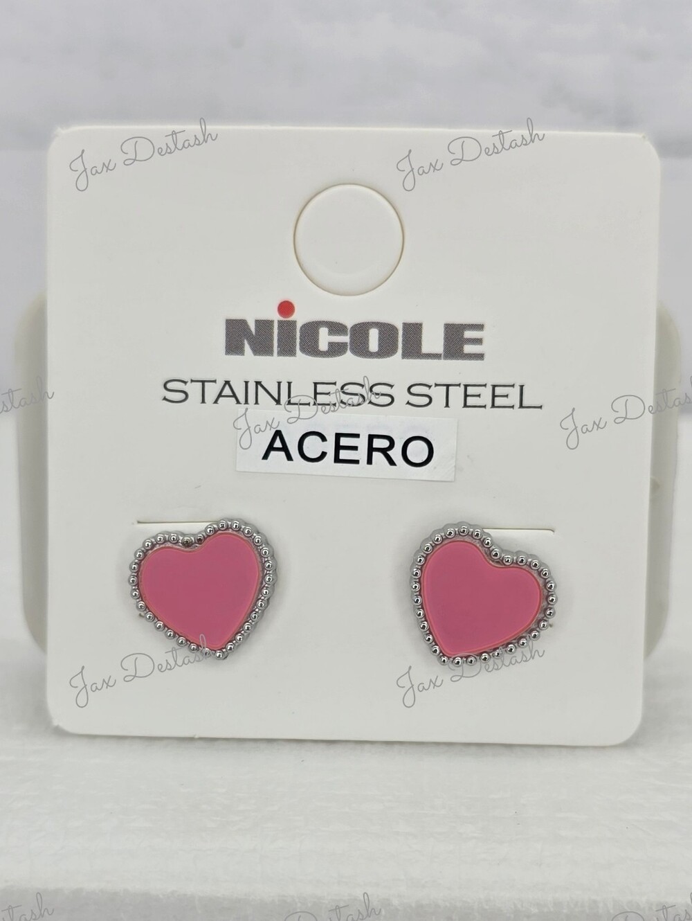 Nicole Dark Pink Heart Stud Earrings ER3012